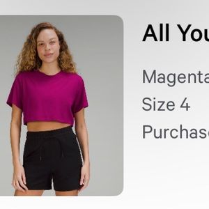 Lululemon All Yours Cropped Tee